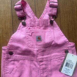 Girls Pink Carhartt Canvas Bib Overalls (24 Months)